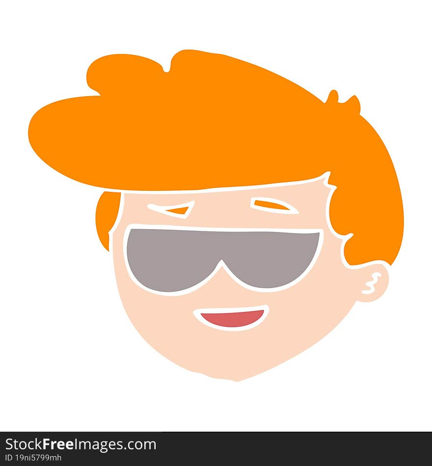 flat color style cartoon boy wearing sunglasses