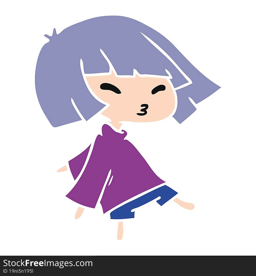 Cartoon Of A Cute Kawaii Girl