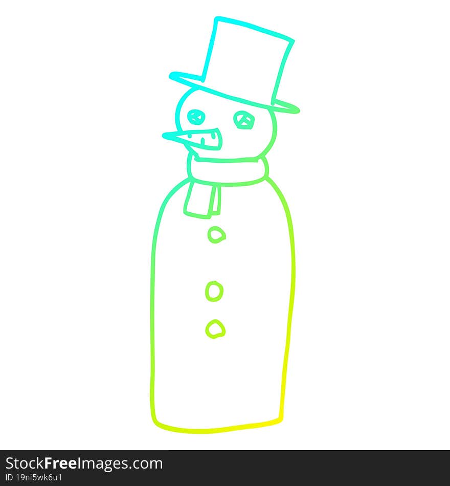 cold gradient line drawing cartoon snowman