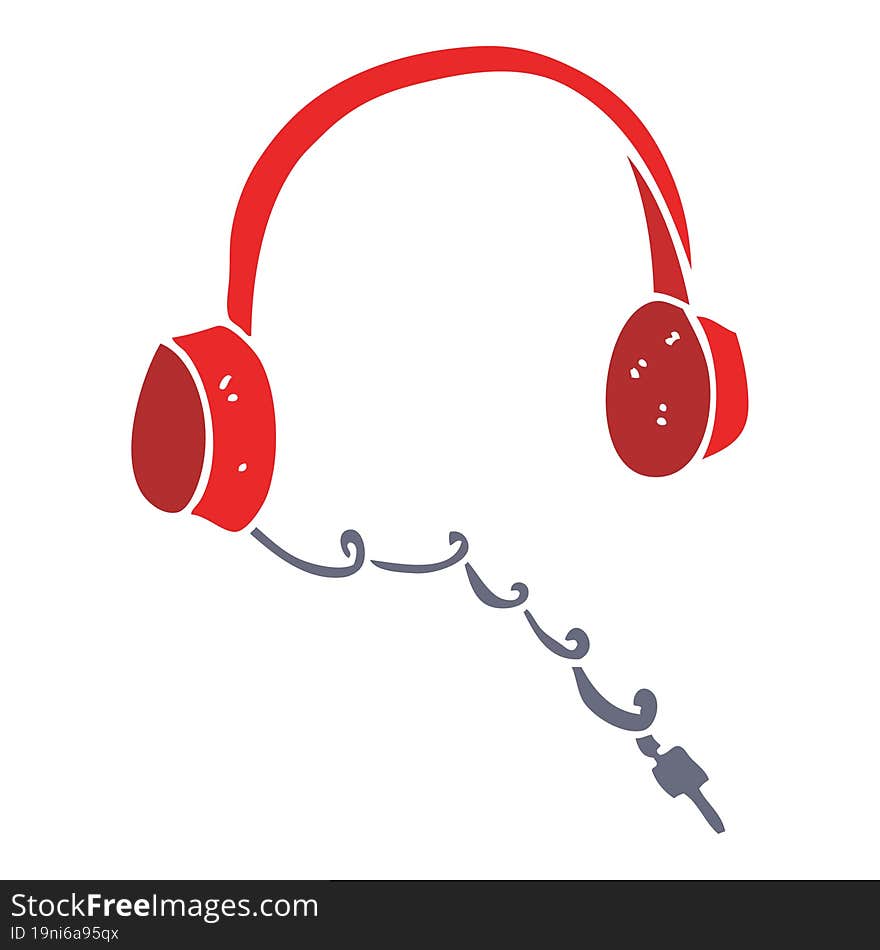 flat color style cartoon headphones