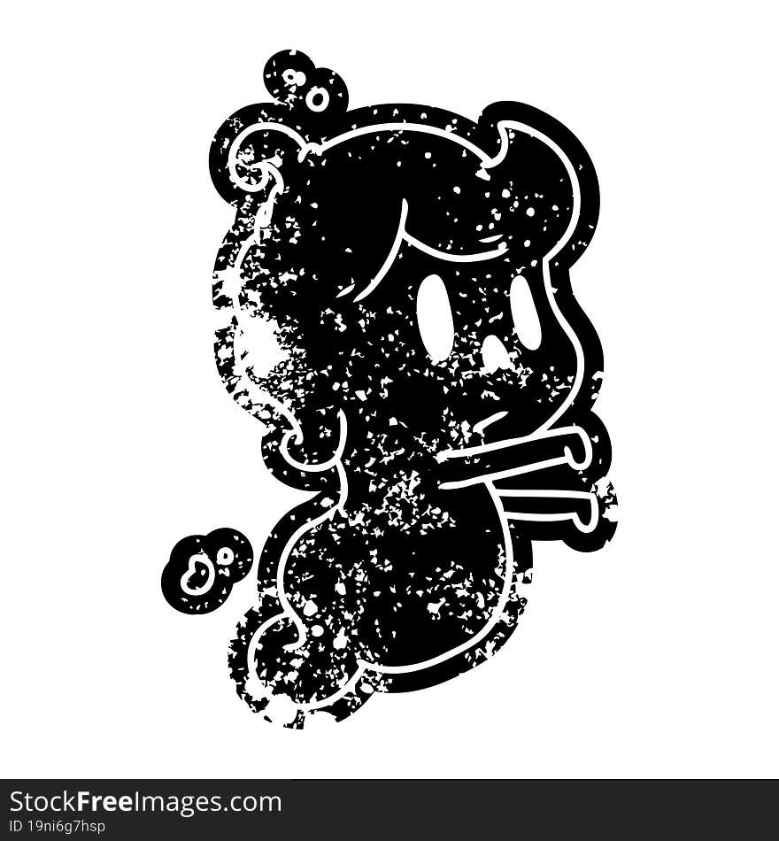 grunge distressed icon of a kawaii cute ghost. grunge distressed icon of a kawaii cute ghost