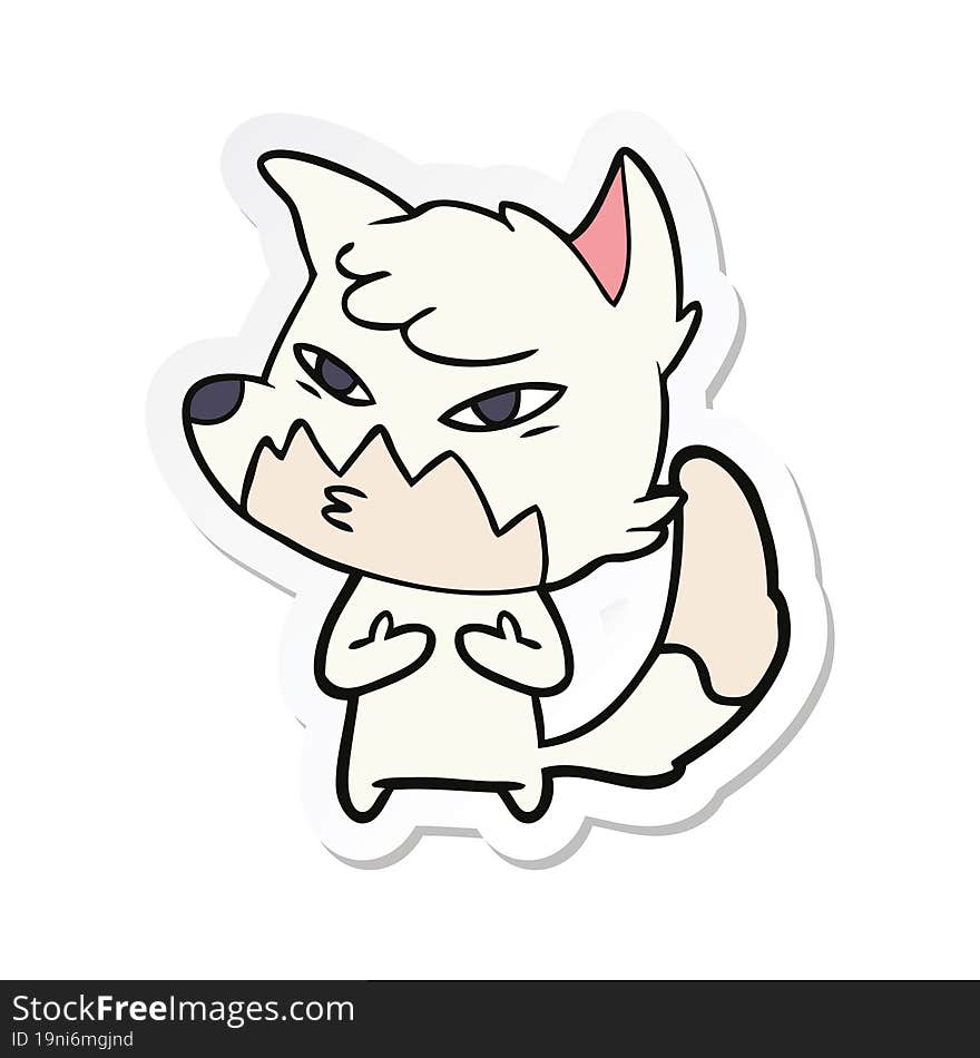 sticker of a clever cartoon fox