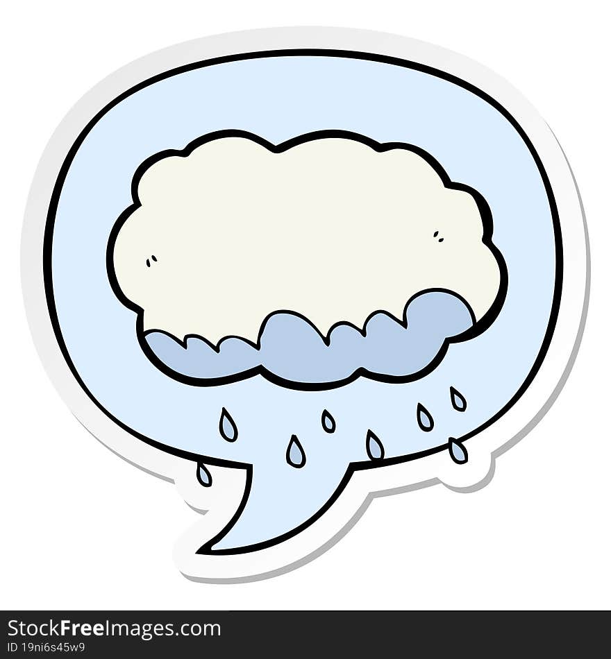 cartoon rain cloud and speech bubble sticker