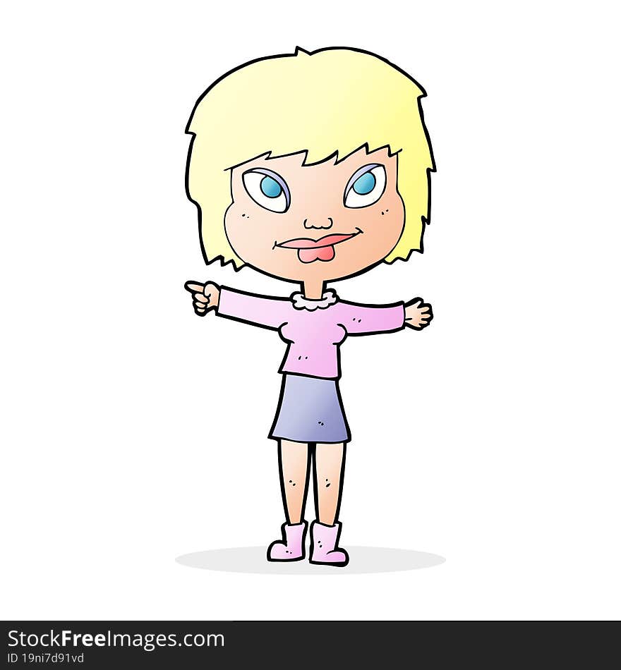 cartoon woman pointing