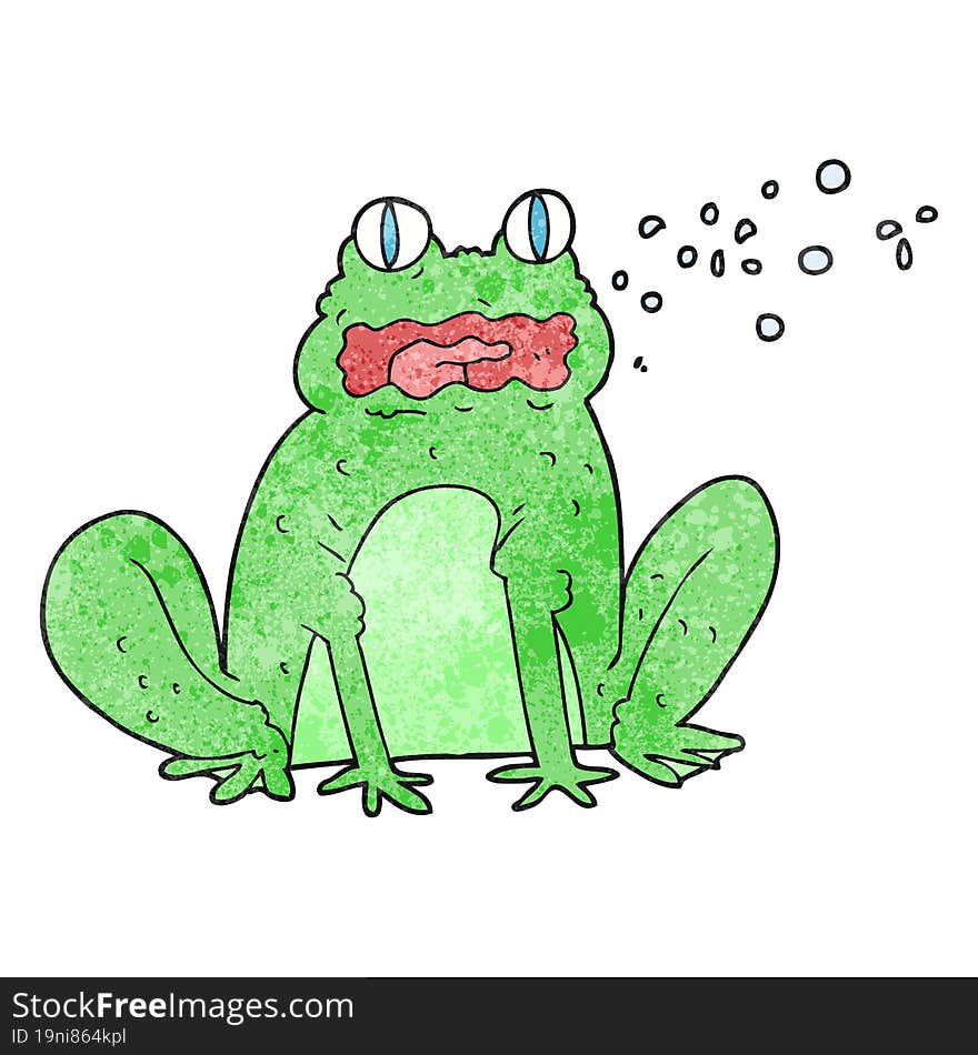 freehand textured cartoon burping frog