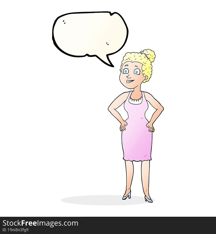 speech bubble cartoon woman wearing dress