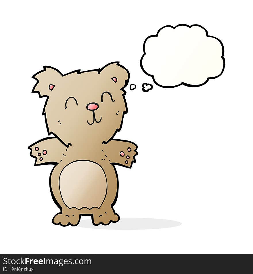 cartoon cute teddy bear with thought bubble