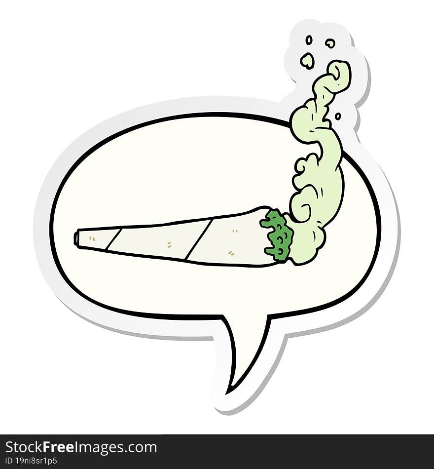 Cartoon Marijuiana Joint And Speech Bubble Sticker