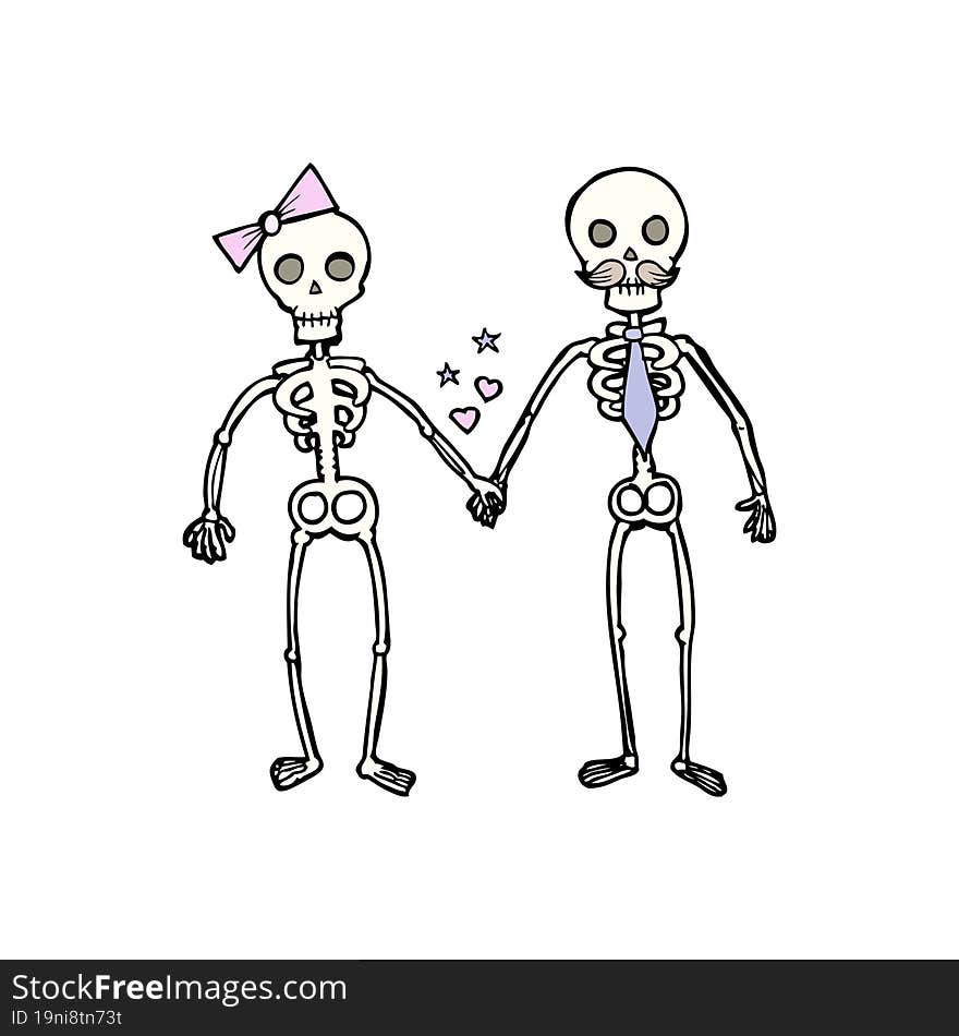 cartoon skeletons in love