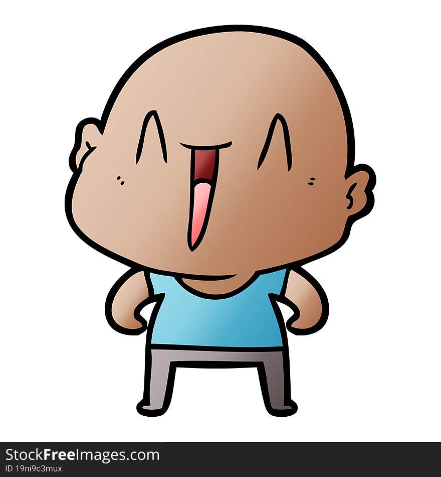 happy cartoon bald man. happy cartoon bald man