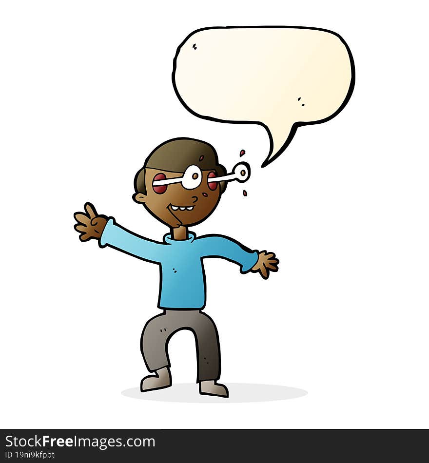 Cartoon Amazed Boy With Speech Bubble