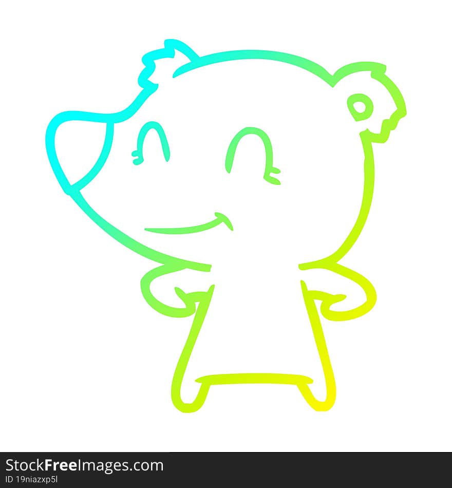 Cold Gradient Line Drawing Friendly Bear Cartoon