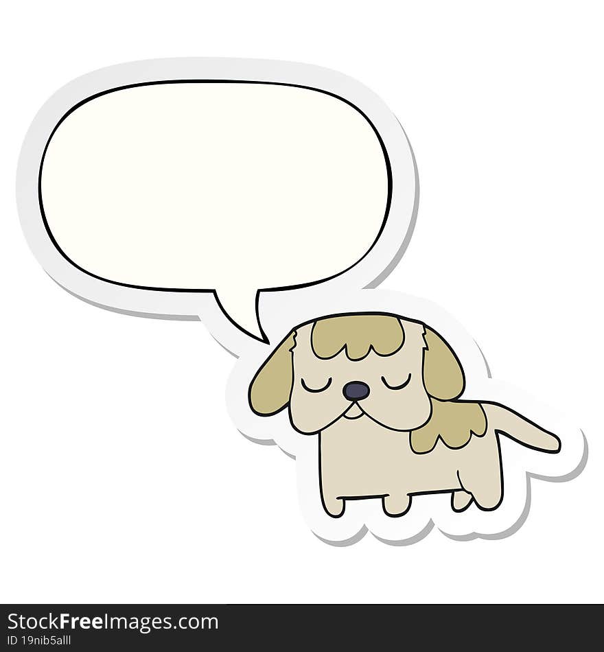 cute cartoon puppy and speech bubble sticker