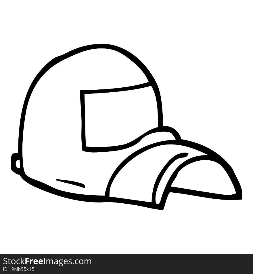 Line Drawing Cartoon Baseball Cap