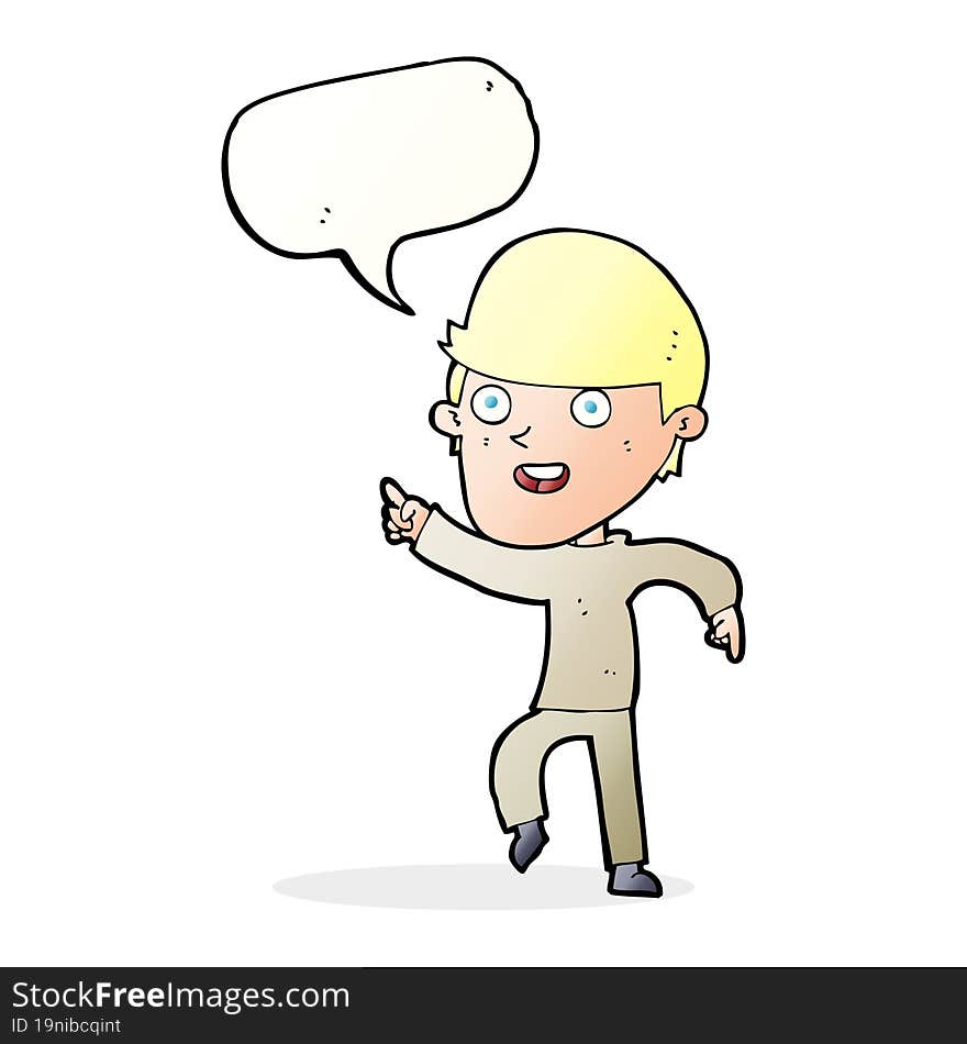 cartoon happy man with speech bubble