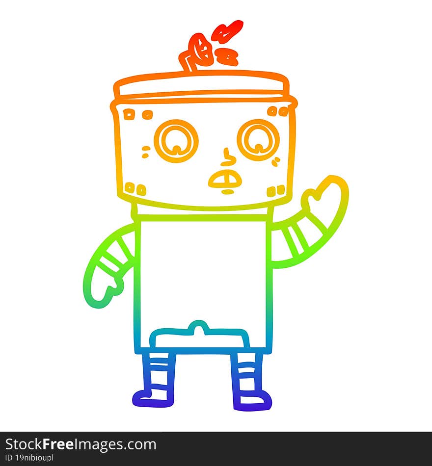 rainbow gradient line drawing cartoon robot