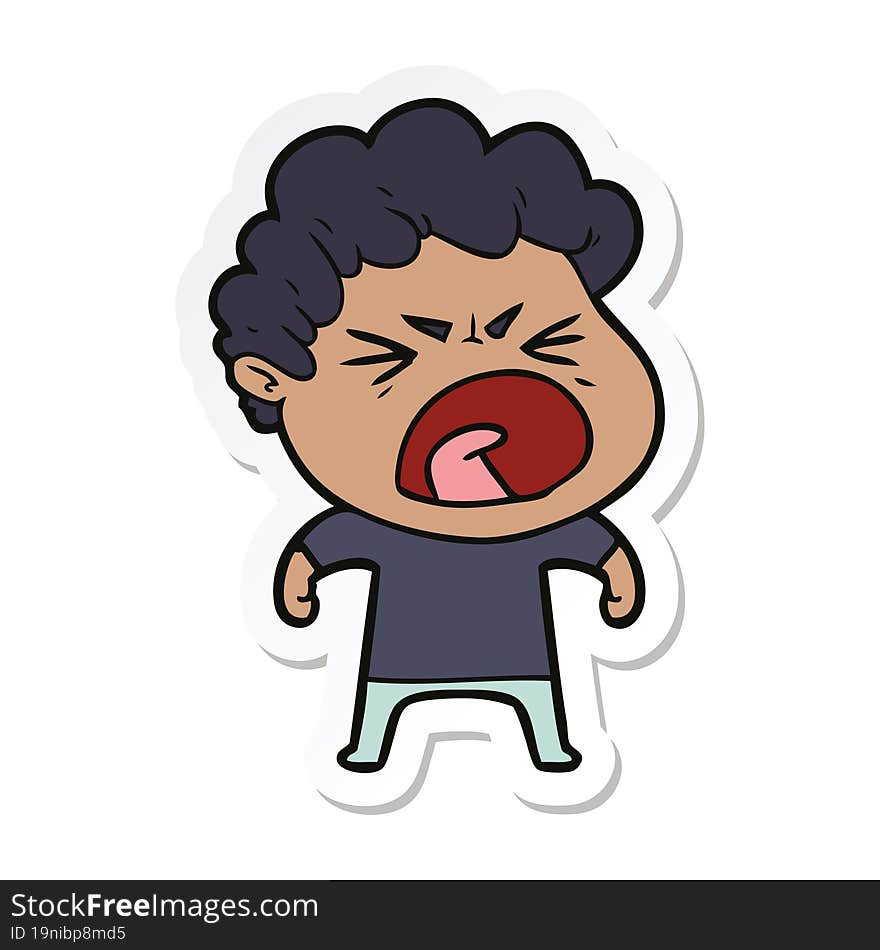 sticker of a cartoon furious man