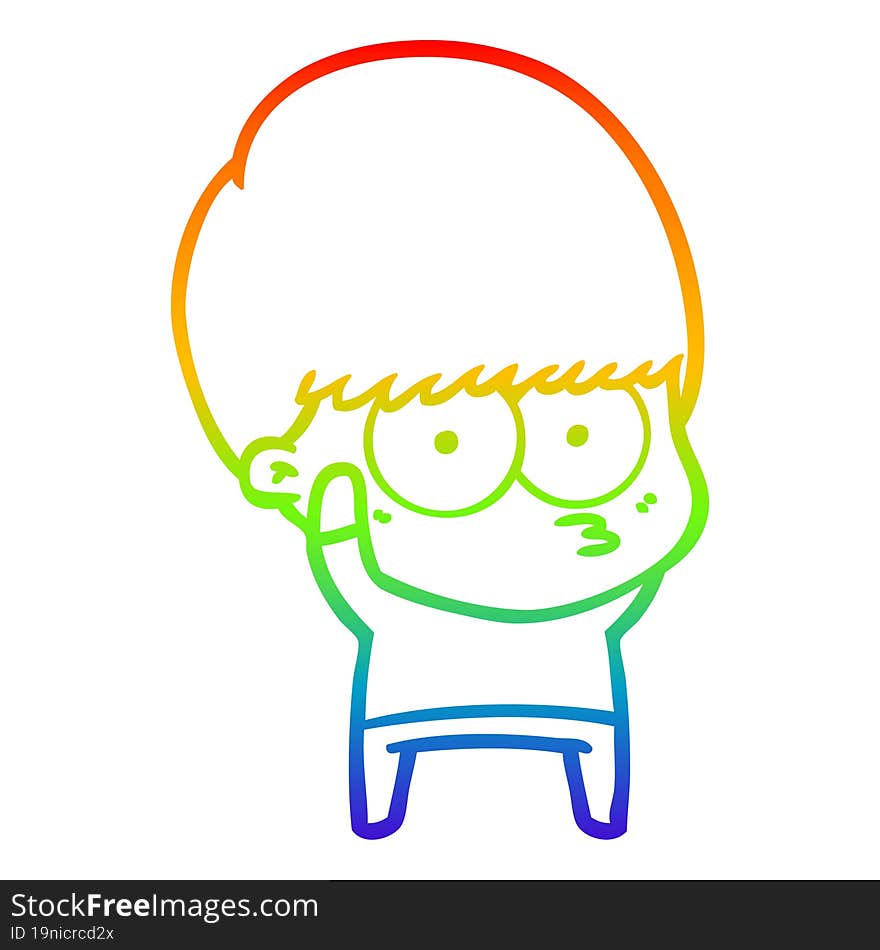 rainbow gradient line drawing nervous cartoon boy