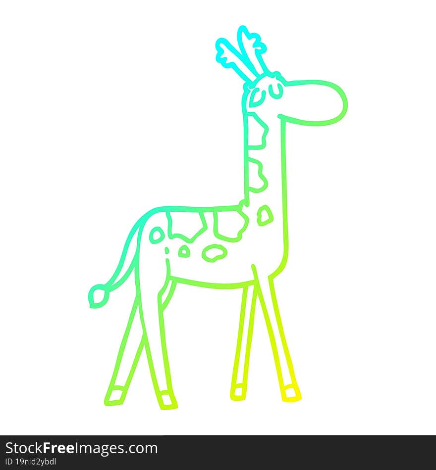 Cold Gradient Line Drawing Cartoon Funny Giraffe