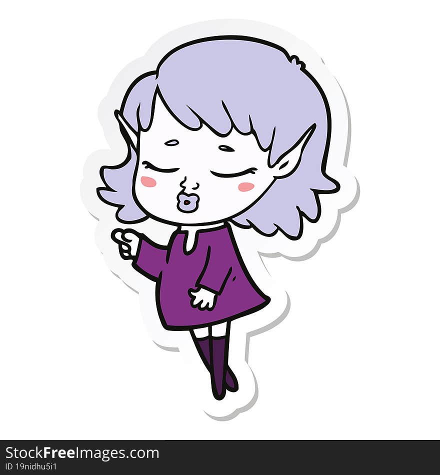 sticker of a pretty cartoon elf girl