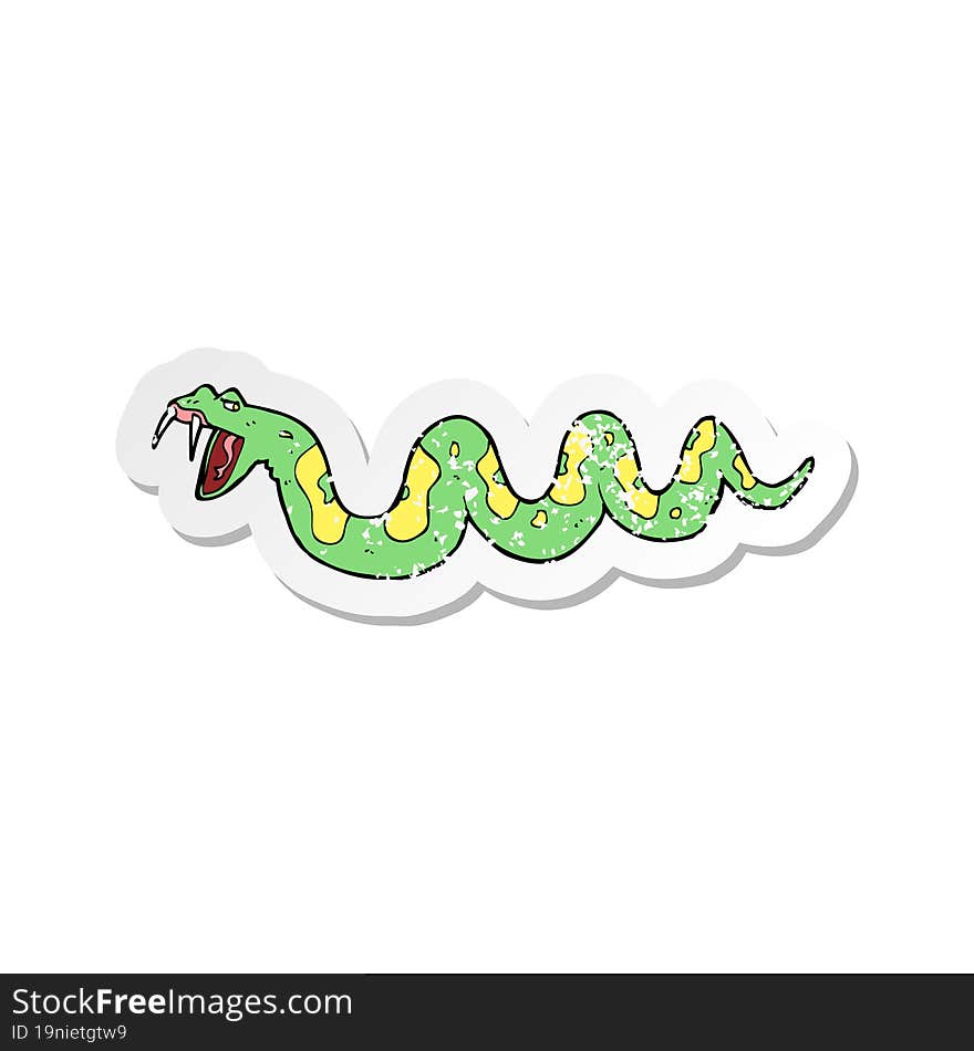 retro distressed sticker of a cartoon poisonous snake