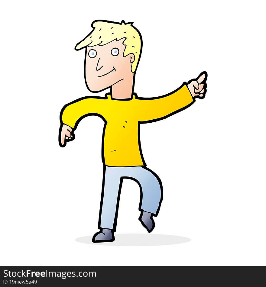 Cartoon Happy Man Pointing