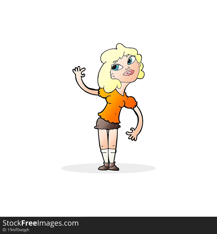 cartoon woman waving