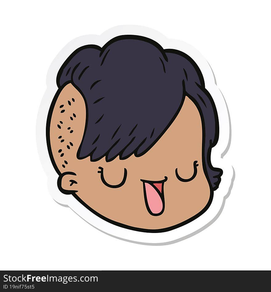 Sticker Of A Cartoon Female Face