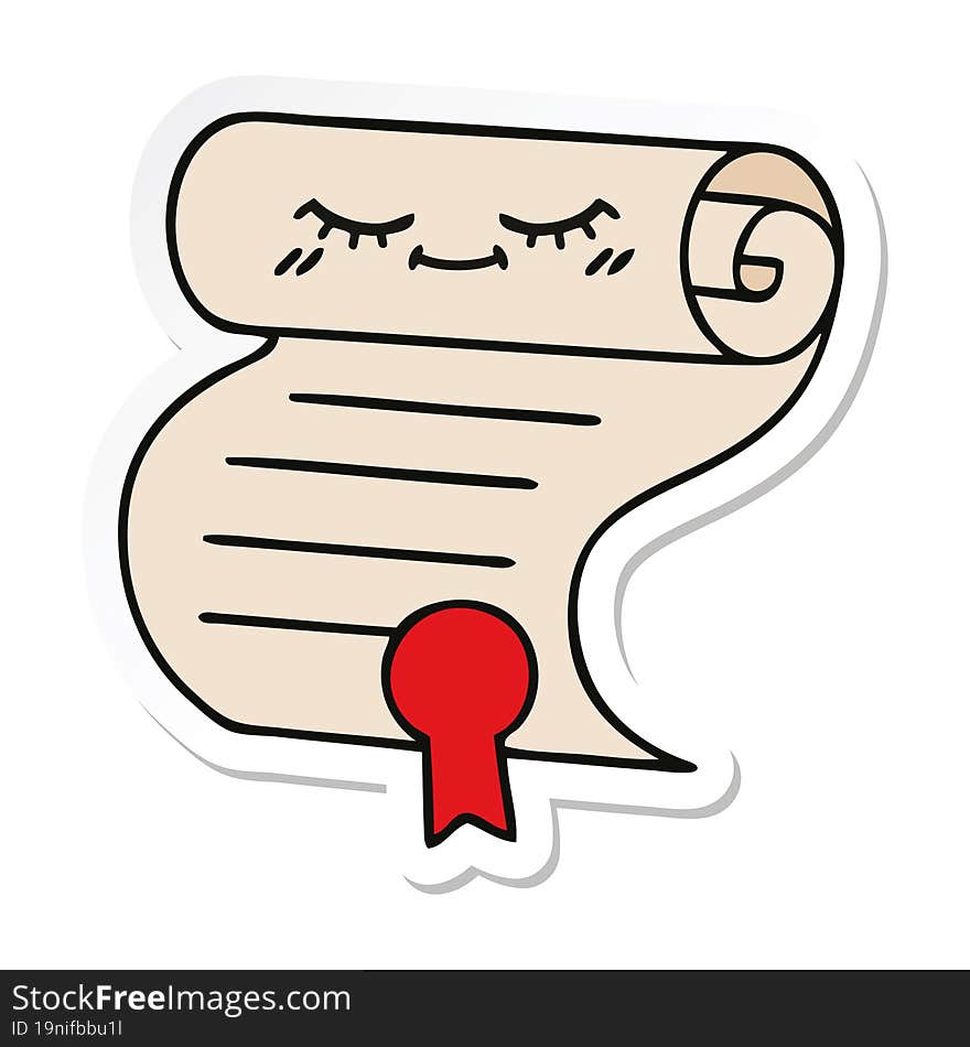 Sticker Of A Cute Cartoon Contract