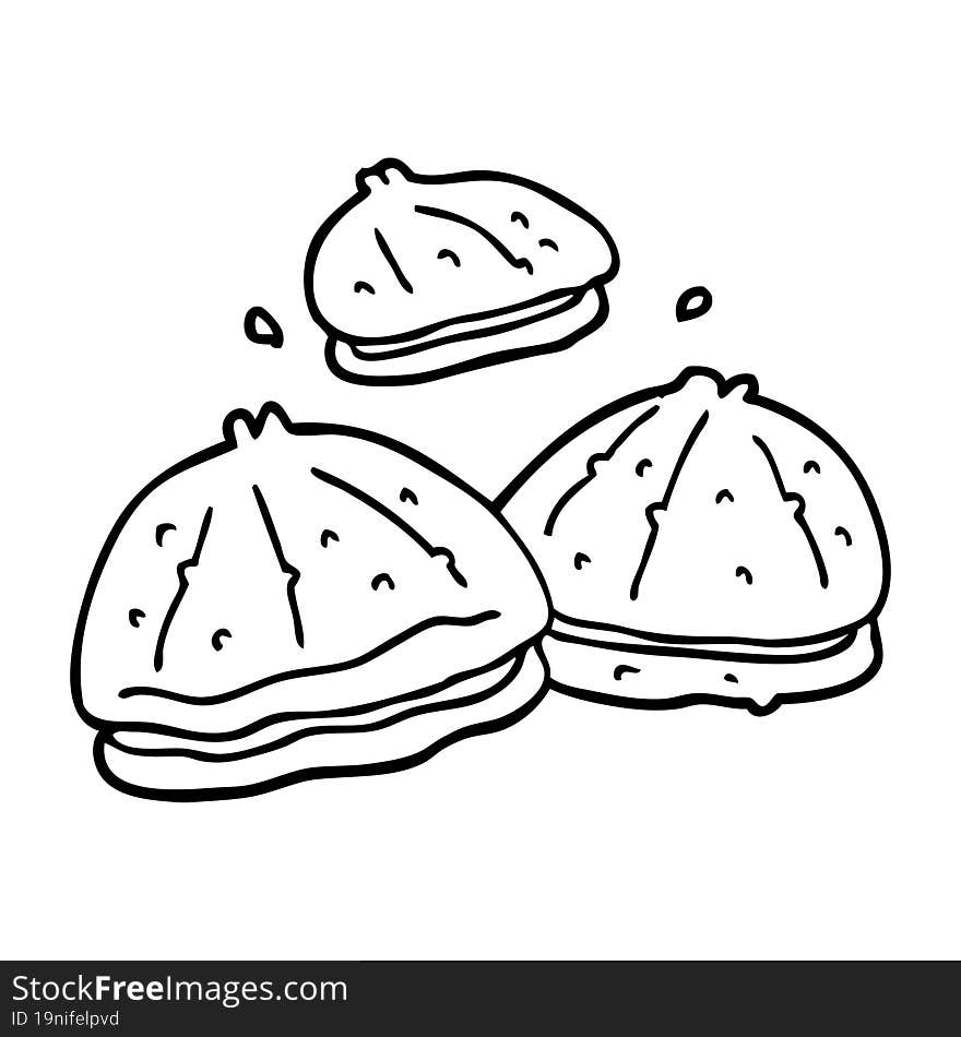 line drawing cartoon fresh oysters