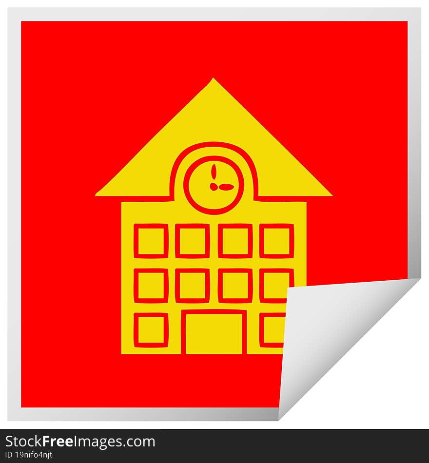 square peeling sticker cartoon town house