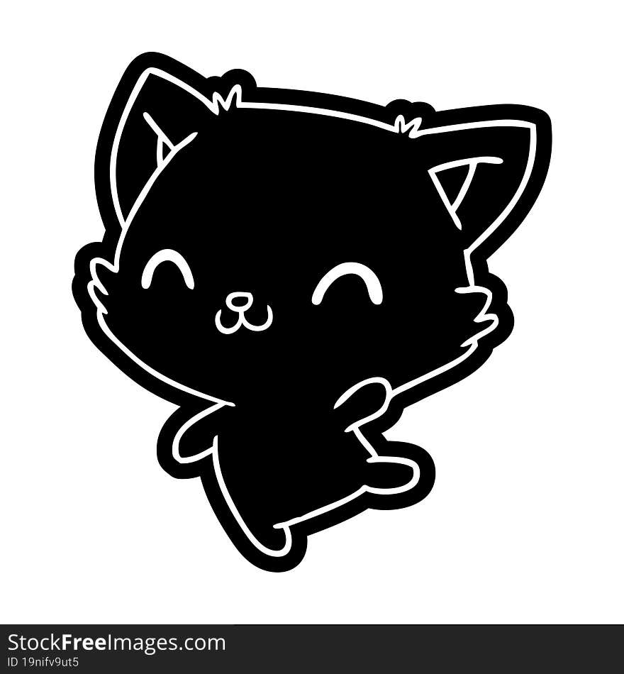 cartoon icon of cute kawaii cat