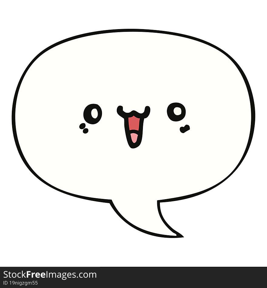 Happy Cartoon Face And Speech Bubble