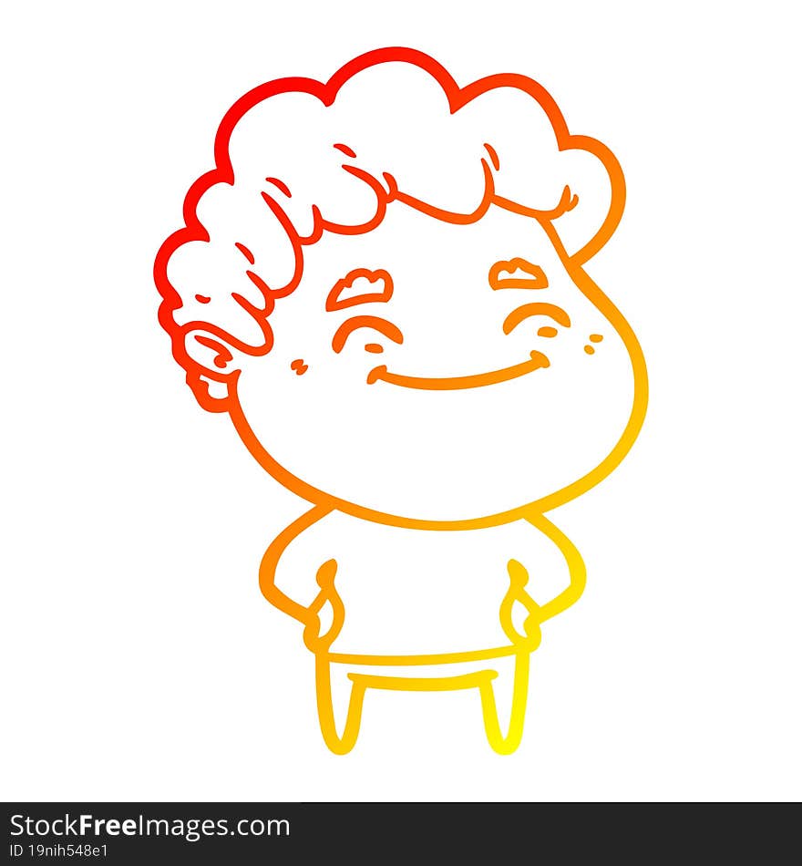 warm gradient line drawing cartoon friendly man