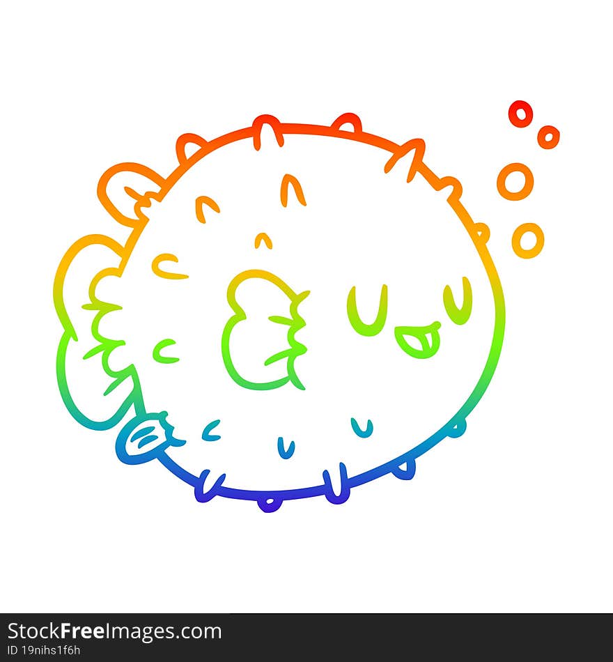 rainbow gradient line drawing blowfish