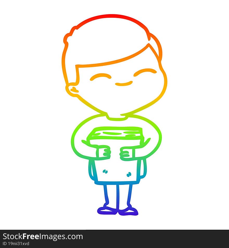 rainbow gradient line drawing cartoon smiling boy