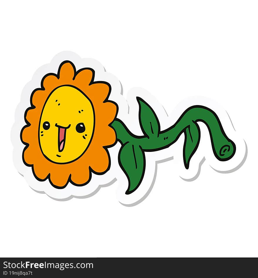 sticker of a cartoon flower