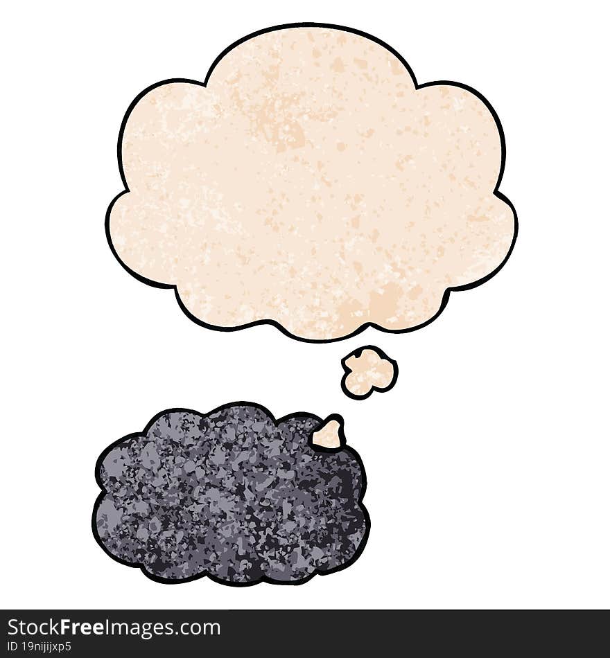 cartoon cloud and thought bubble in grunge texture pattern style