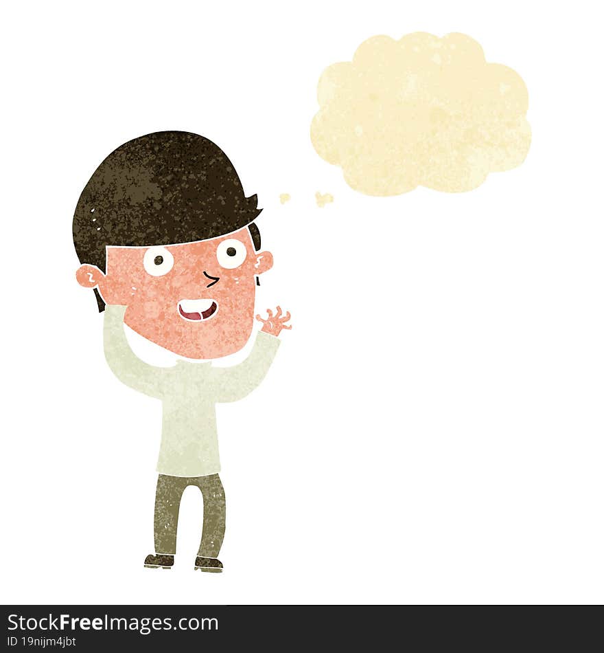 Cartoon Happy Man With Thought Bubble