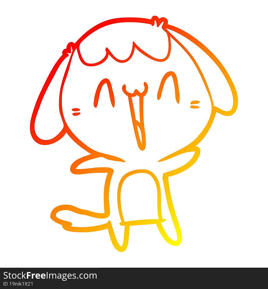 warm gradient line drawing of a cartoon laughing dog