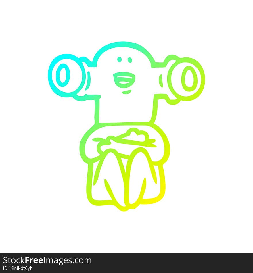 cold gradient line drawing friendly cartoon alien