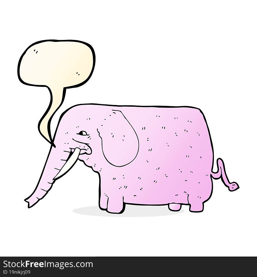 cartoon funny elephant with speech bubble