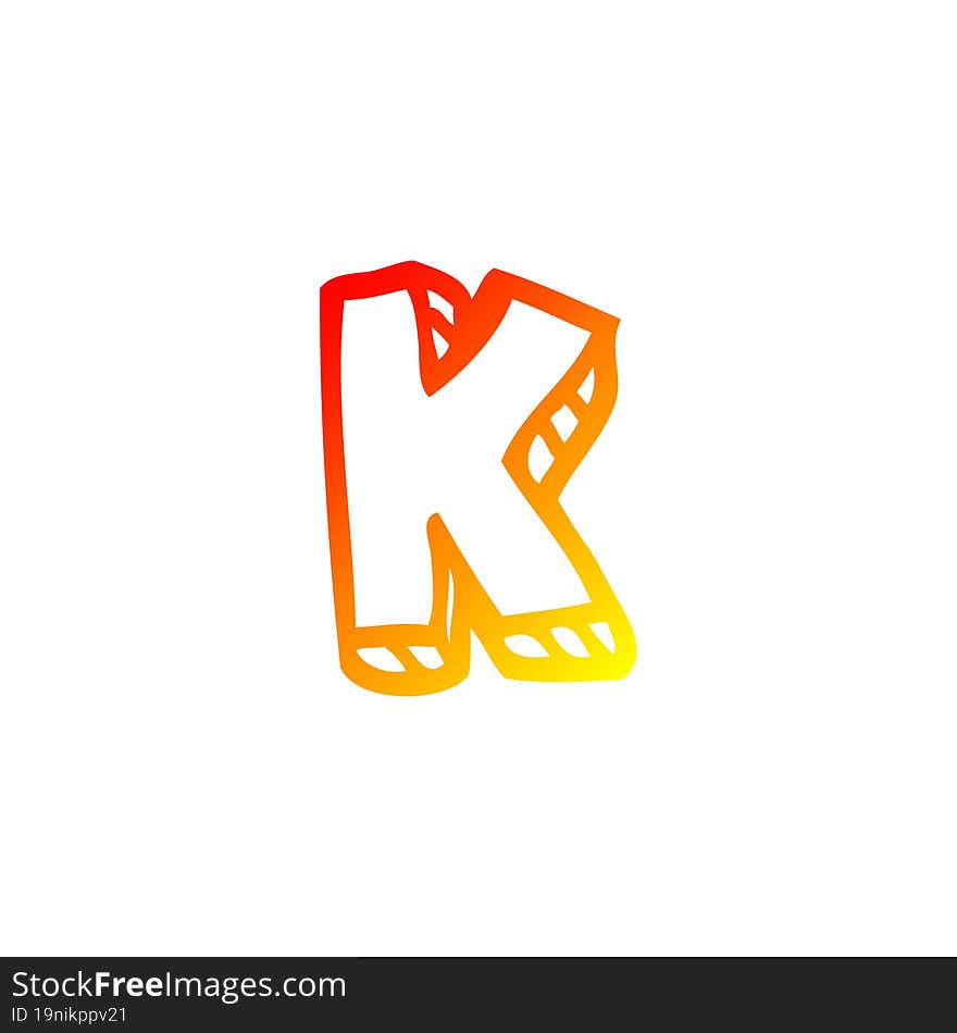 warm gradient line drawing cartoon letter k