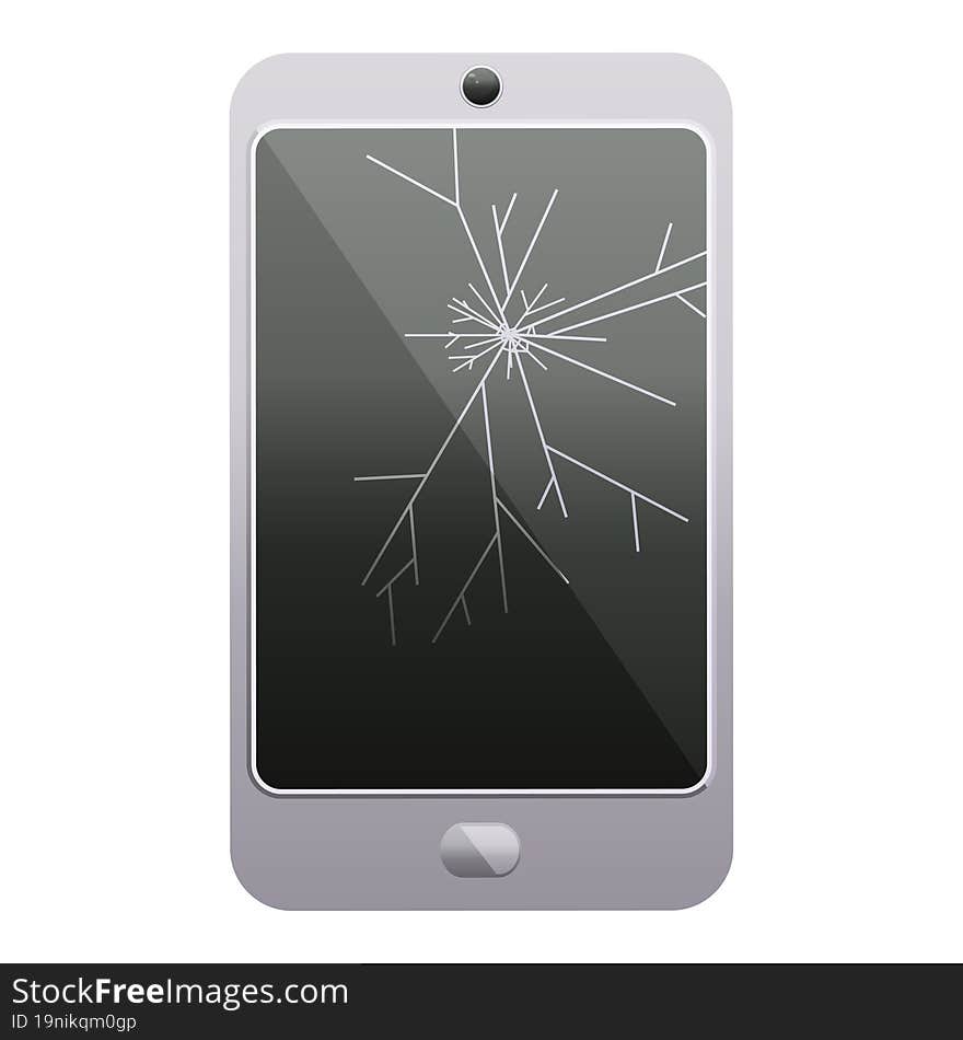 cracked screen cell phone graphic icon