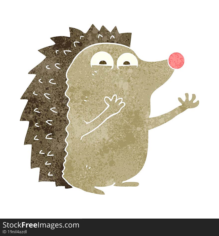 retro cartoon cute hedgehog