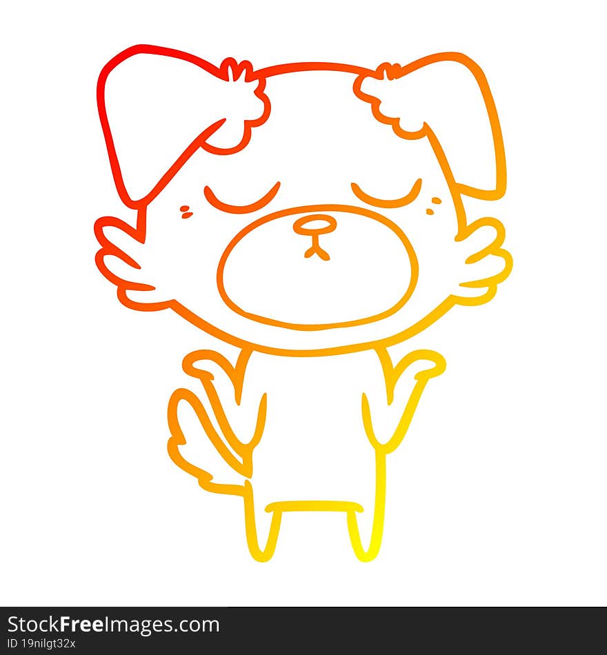 Warm Gradient Line Drawing Cute Cartoon Dog