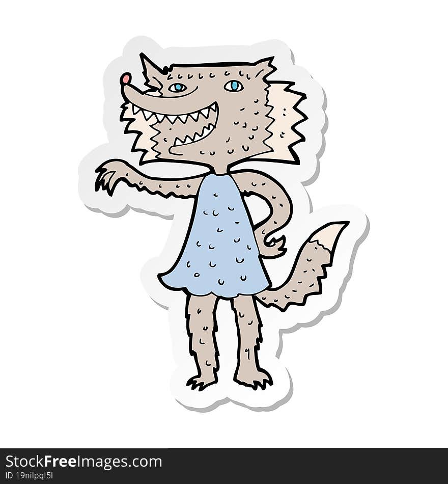 Sticker Of A Cartoon Wolf Girl