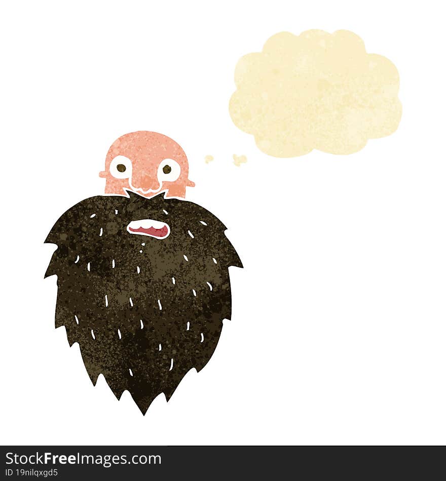 cartoon bearded man with thought bubble