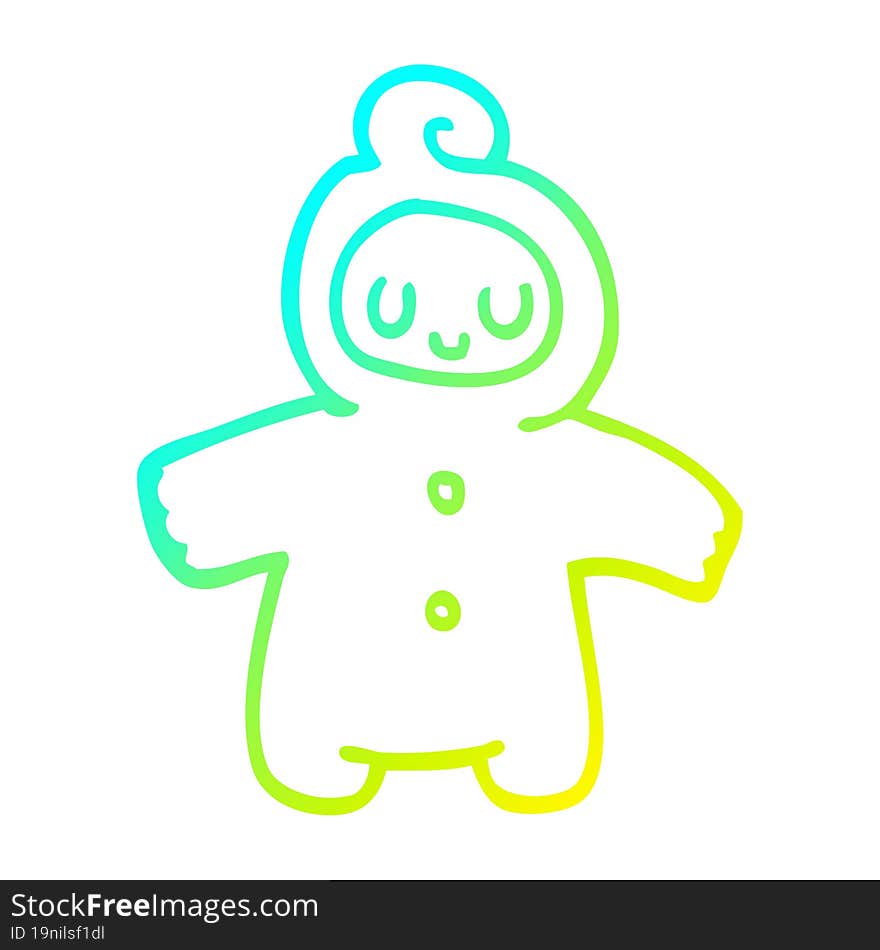 cold gradient line drawing of a cartoon human baby