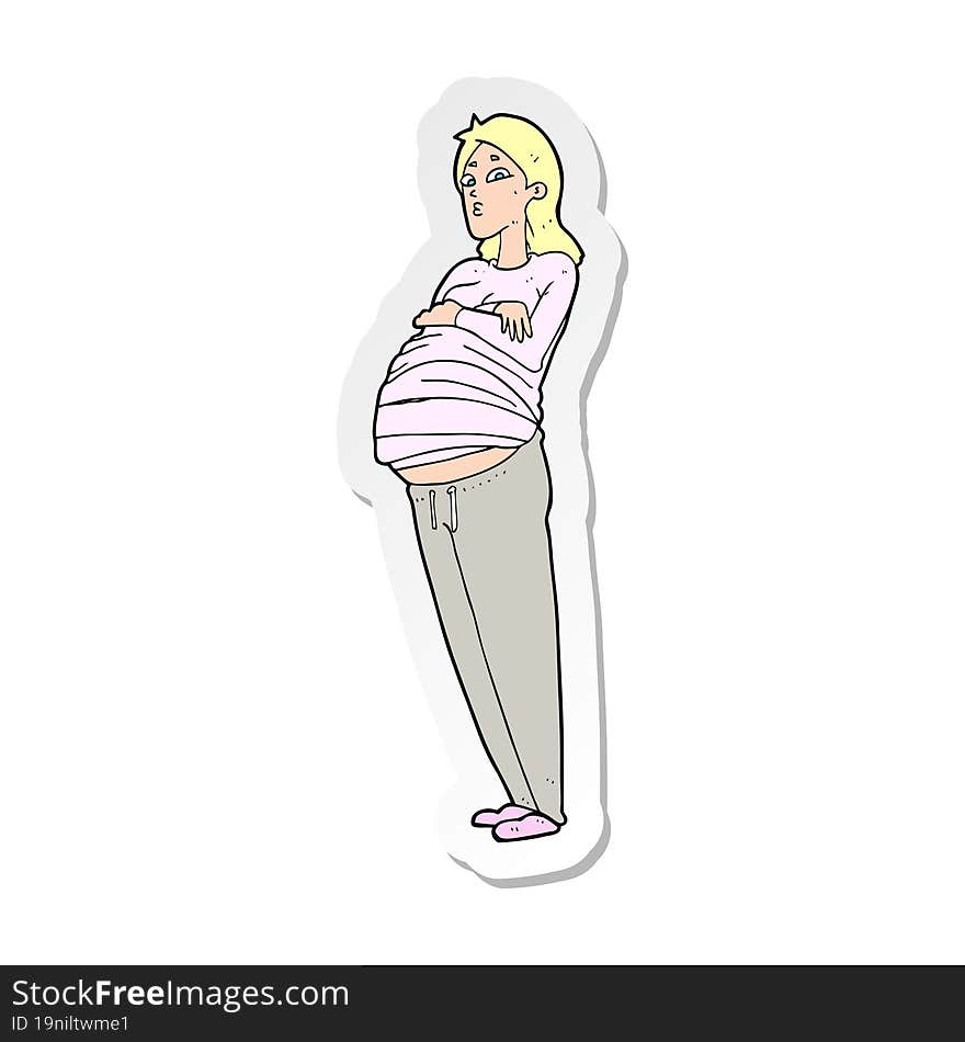 Sticker Of A Cartoon Pregnant Woman